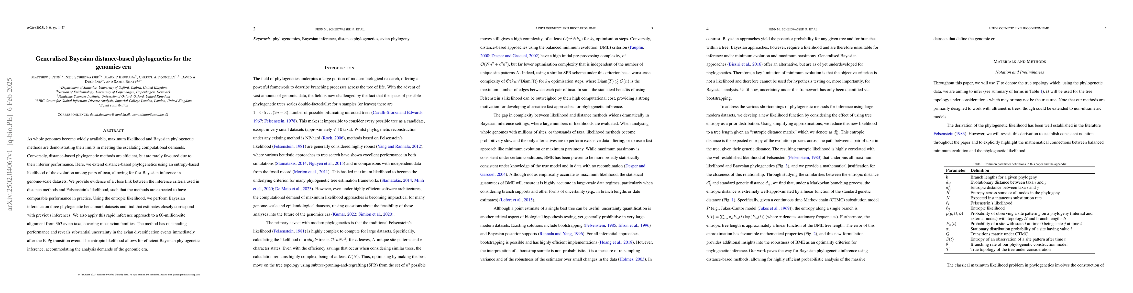 Thumbnail for Generalised Bayesian distance-based phylogenetics for the genomics era