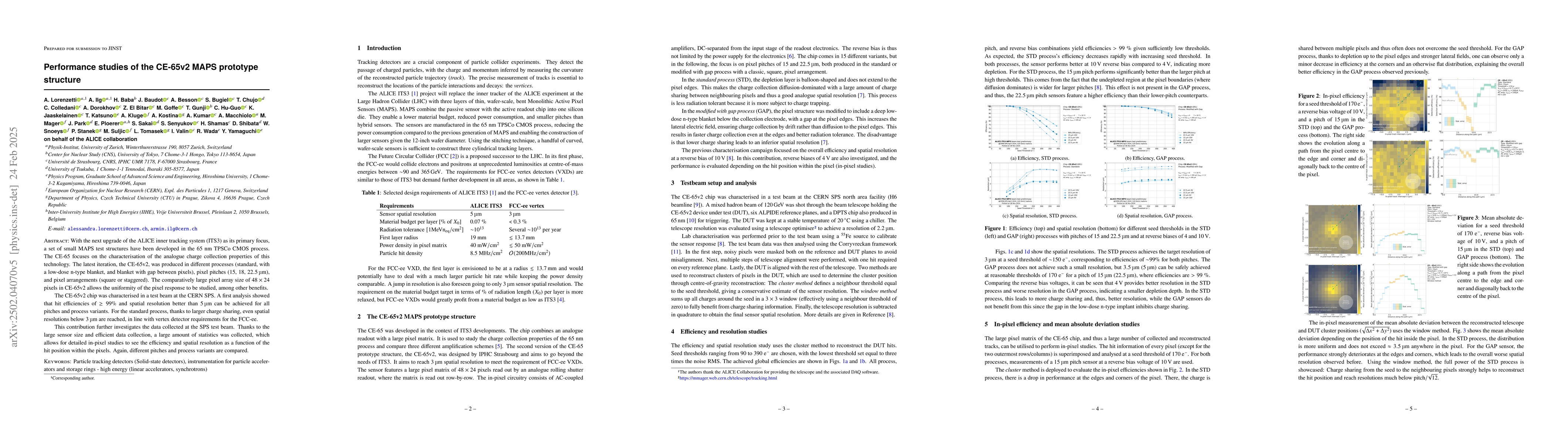 Thumbnail for Performance studies of the CE-65v2 MAPS prototype structure