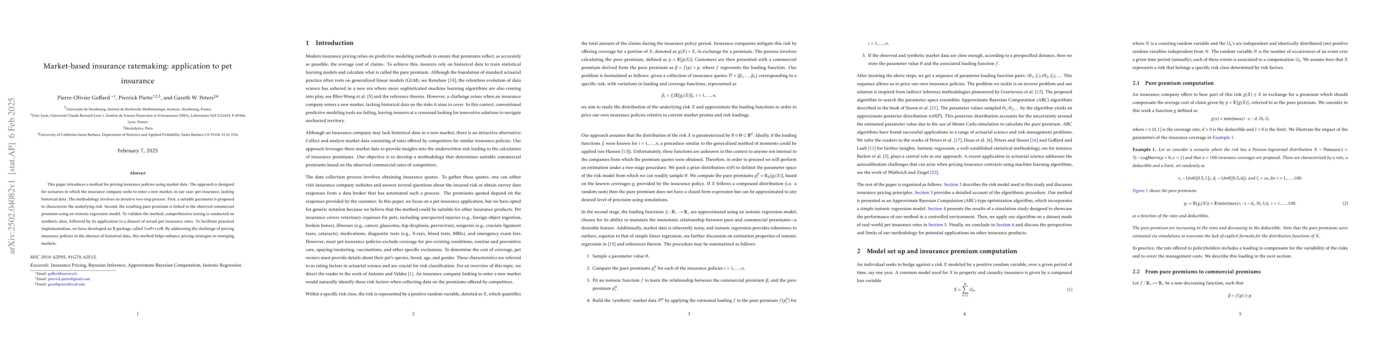 Thumbnail for Market-based insurance ratemaking: application to pet insurance