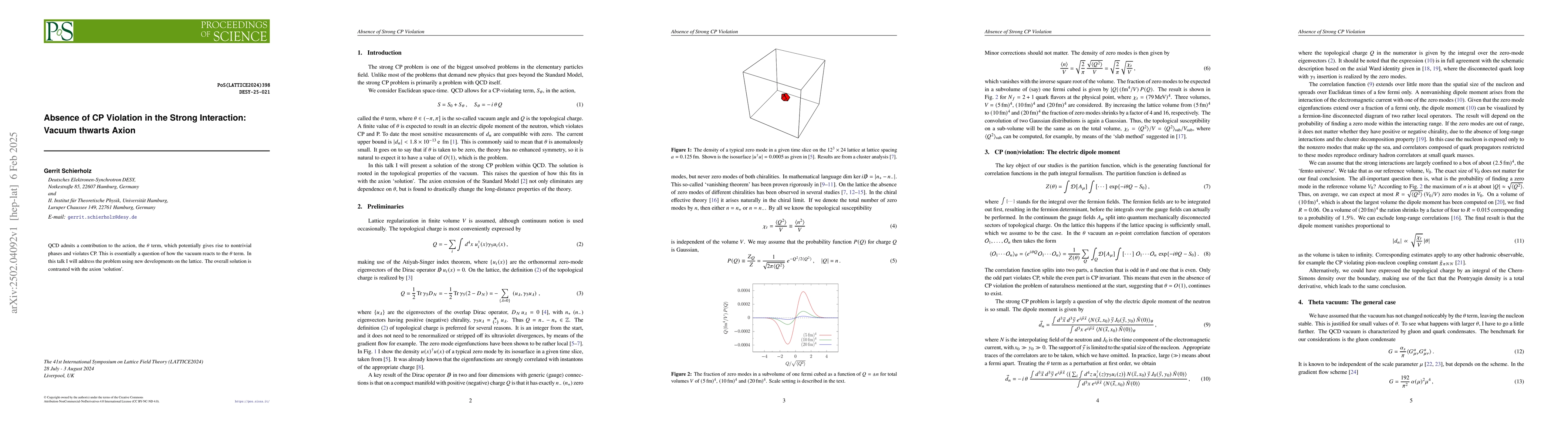 Thumbnail for Absence of CP Violation in the Strong Interaction: Vacuum thwarts Axion