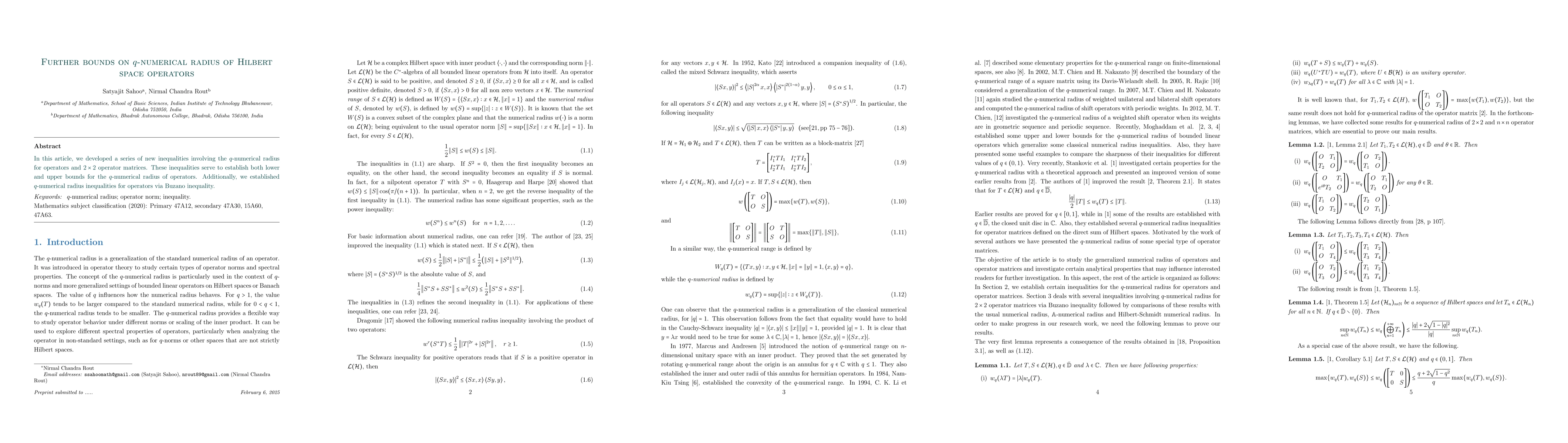Thumbnail for Further bounds on $q$-numerical radius of Hilbert space operators