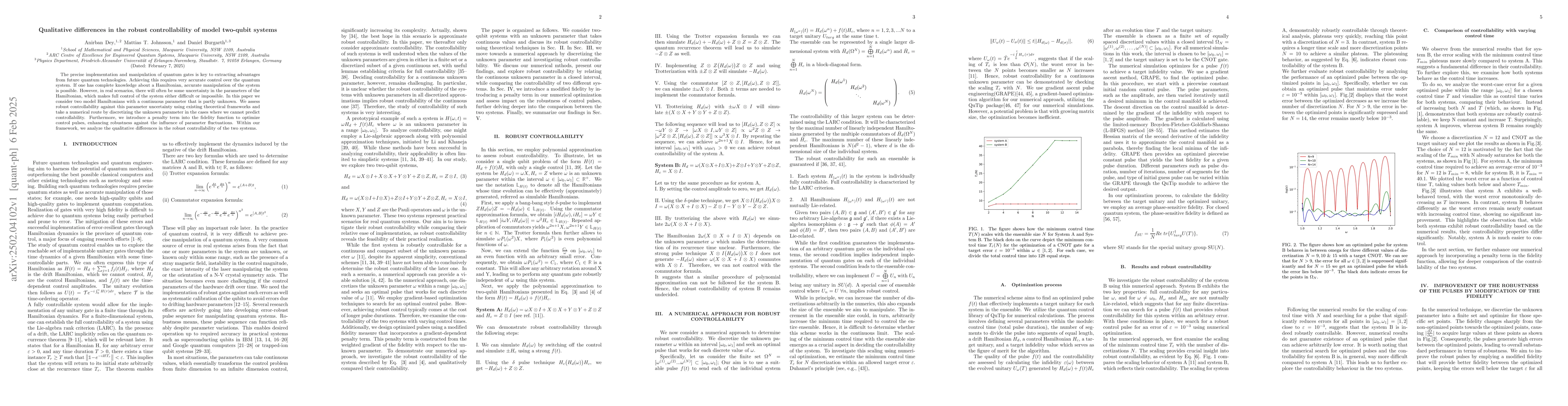 Thumbnail for Qualitative differences in the robust controllability of model two-qubit
  systems