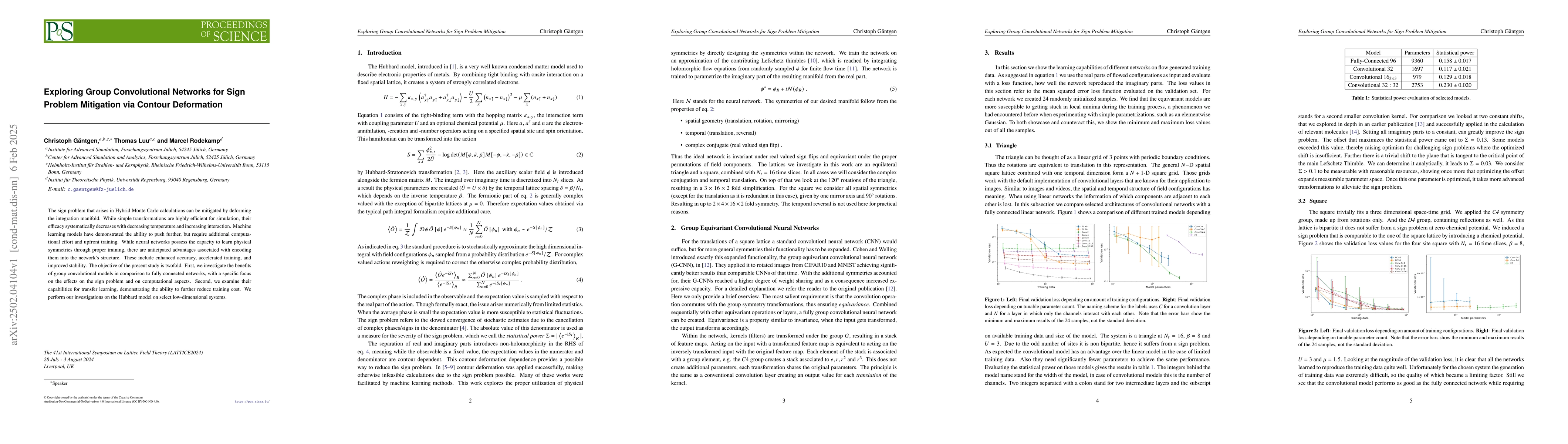 Thumbnail for Exploring Group Convolutional Networks for Sign Problem Mitigation via
  Contour Deformation