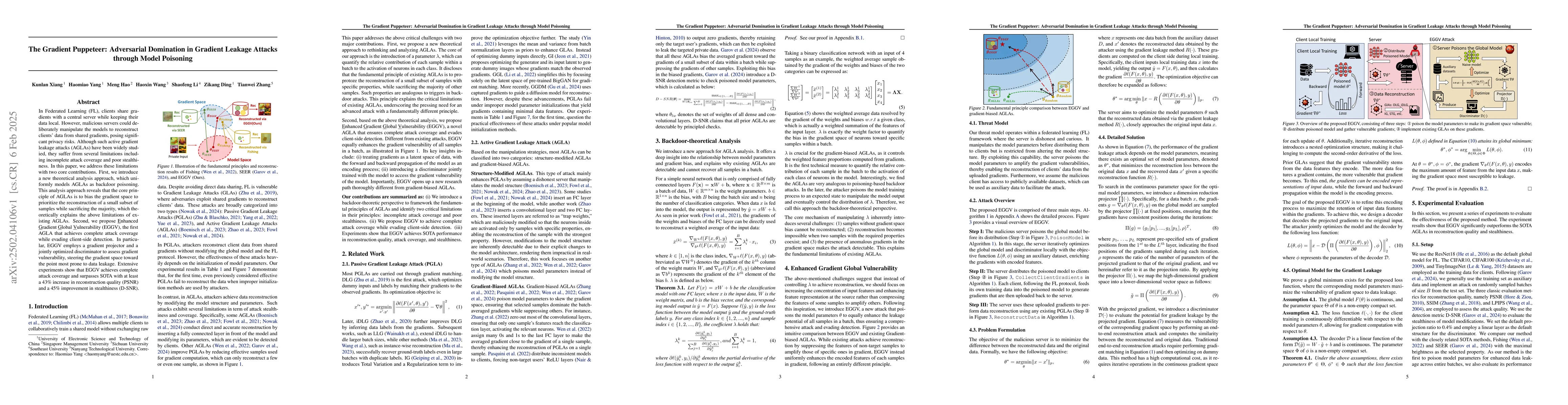 Thumbnail for The Gradient Puppeteer: Adversarial Domination in Gradient Leakage
  Attacks through Model Poisoning