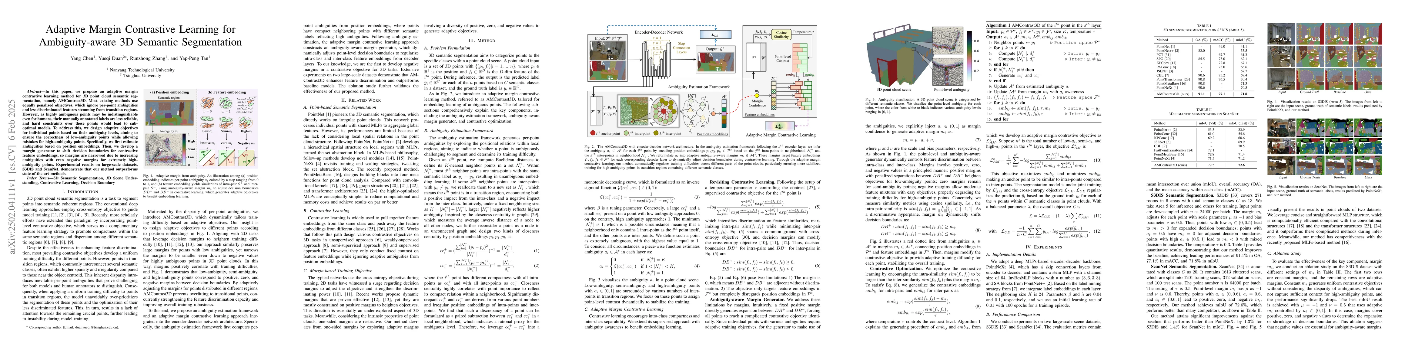 Thumbnail for Adaptive Margin Contrastive Learning for Ambiguity-aware 3D Semantic
  Segmentation