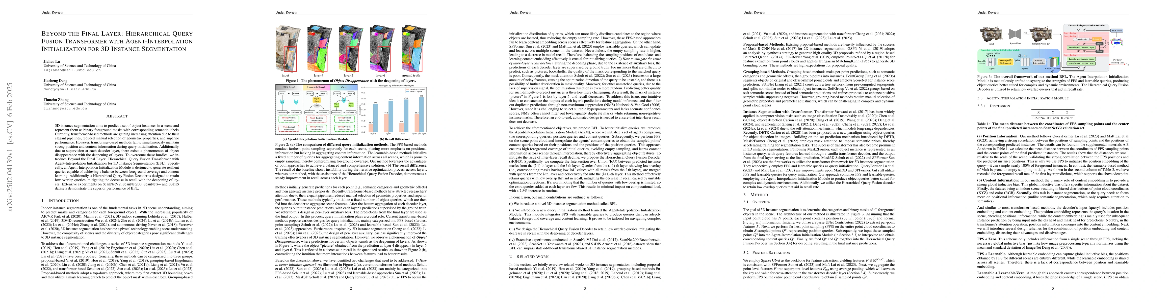 Thumbnail for Beyond the Final Layer: Hierarchical Query Fusion Transformer with
  Agent-Interpolation Initialization for 3D Instance Segmentation