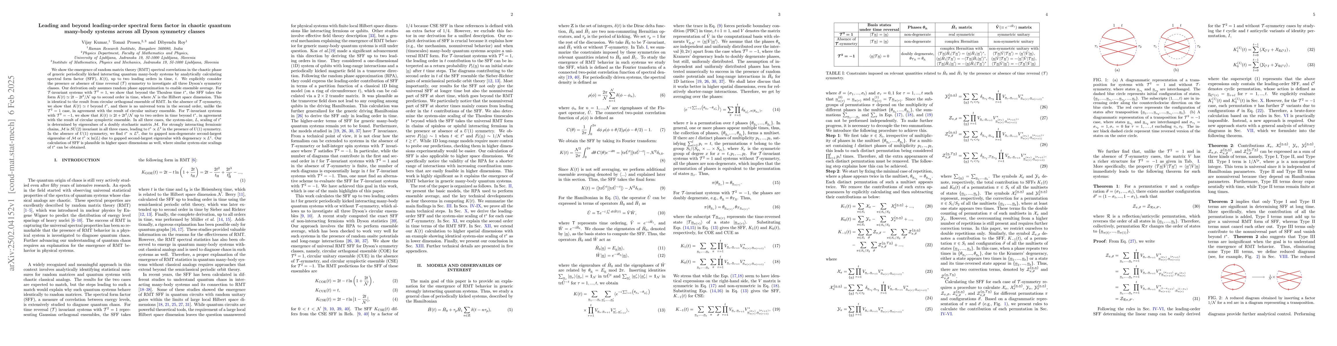 Thumbnail for Leading and beyond leading-order spectral form factor in chaotic quantum
  many-body systems across all Dyson symmetry classes