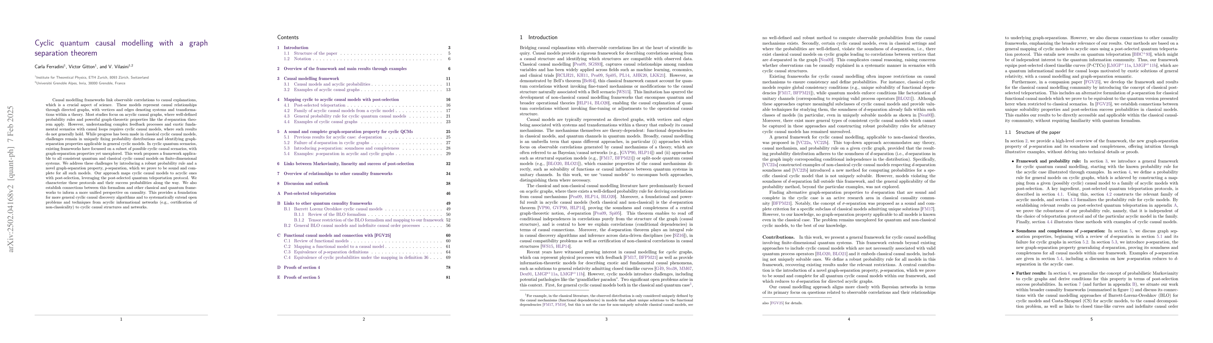 Thumbnail for Cyclic quantum causal modelling with a graph separation theorem