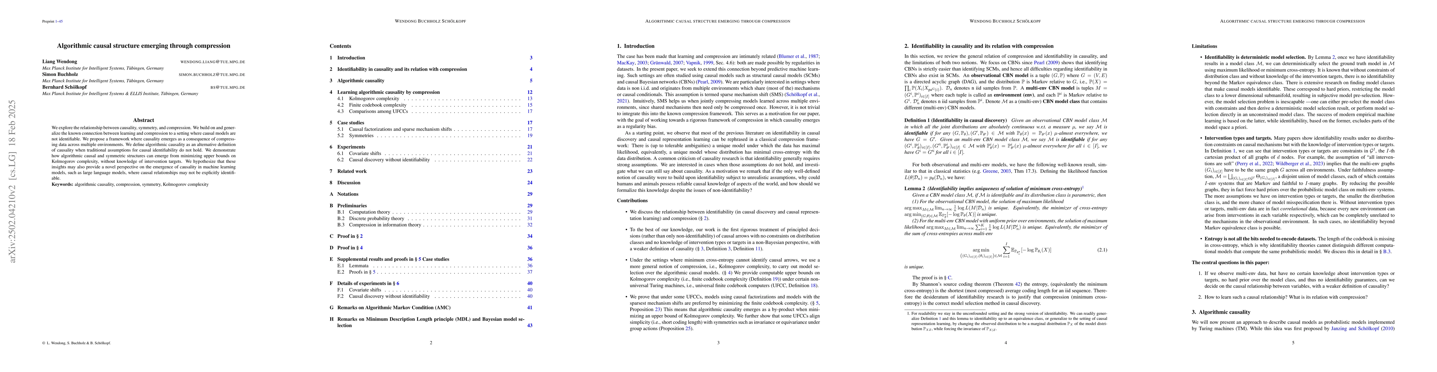 Thumbnail for Algorithmic causal structure emerging through compression