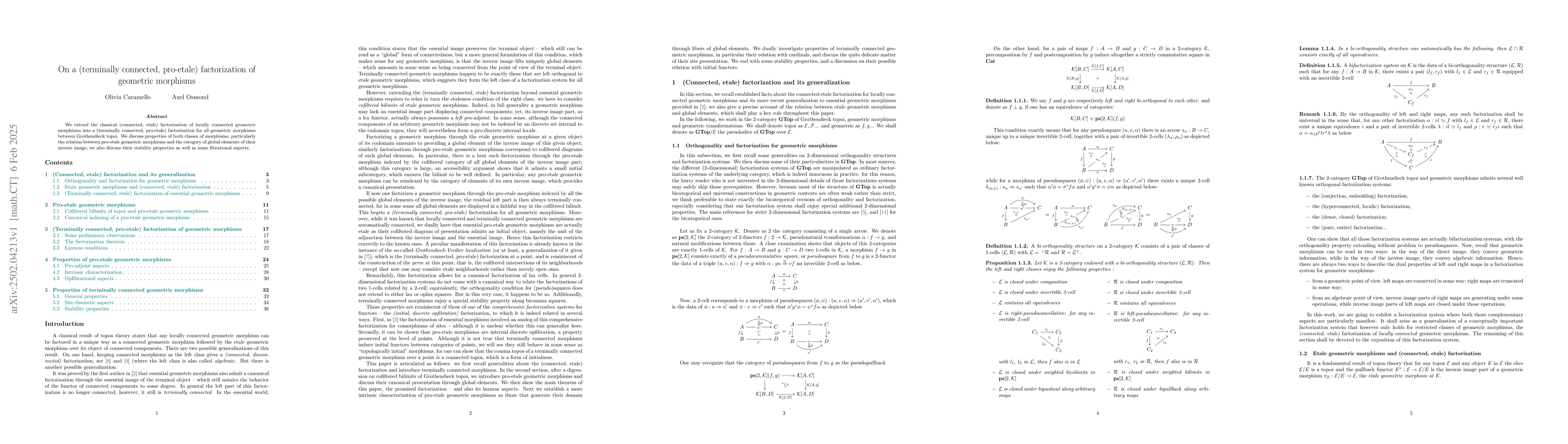 Thumbnail for On a (terminally connected, pro-etale) factorization of geometric
  morphisms