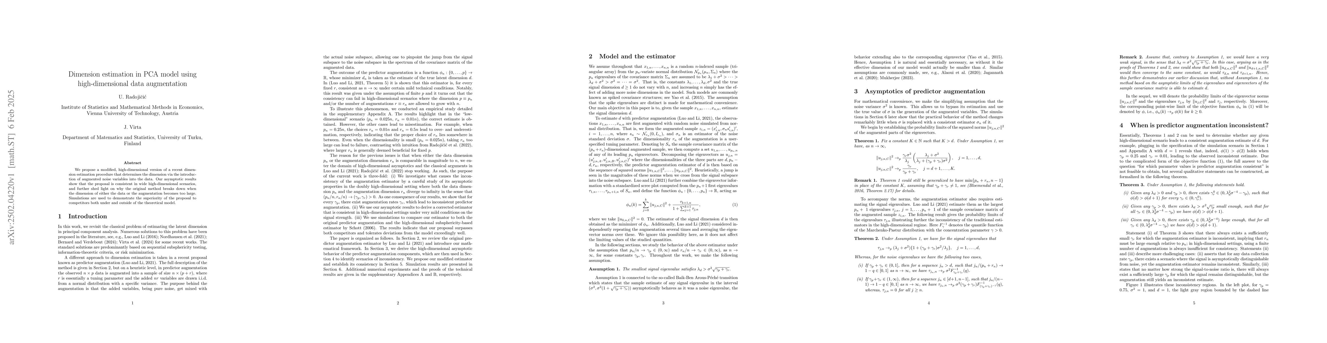 Thumbnail for Dimension estimation in PCA model using high-dimensional data
  augmentation