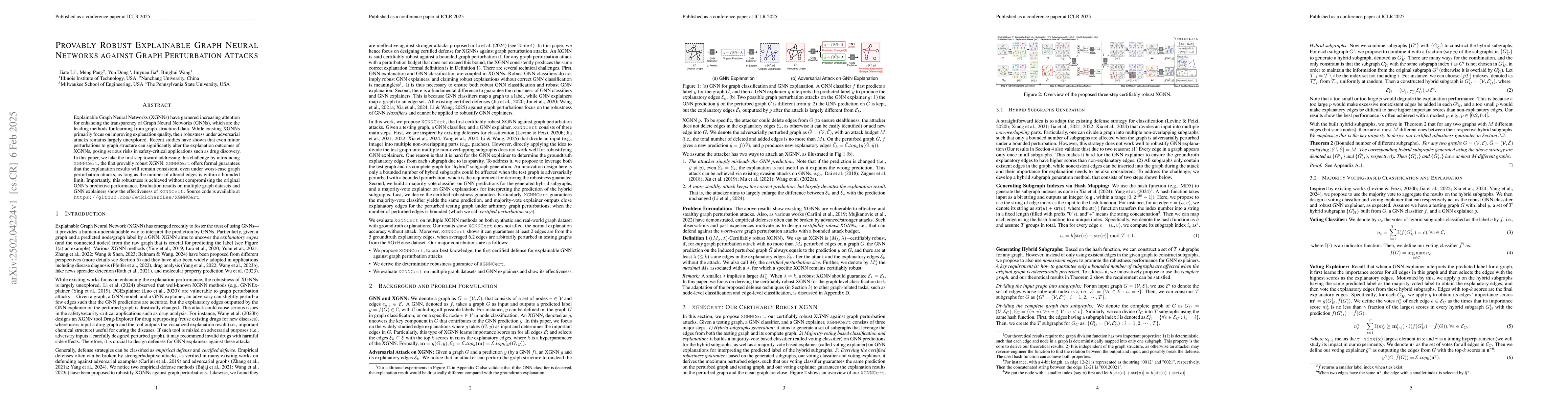 Thumbnail for Provably Robust Explainable Graph Neural Networks against Graph
  Perturbation Attacks