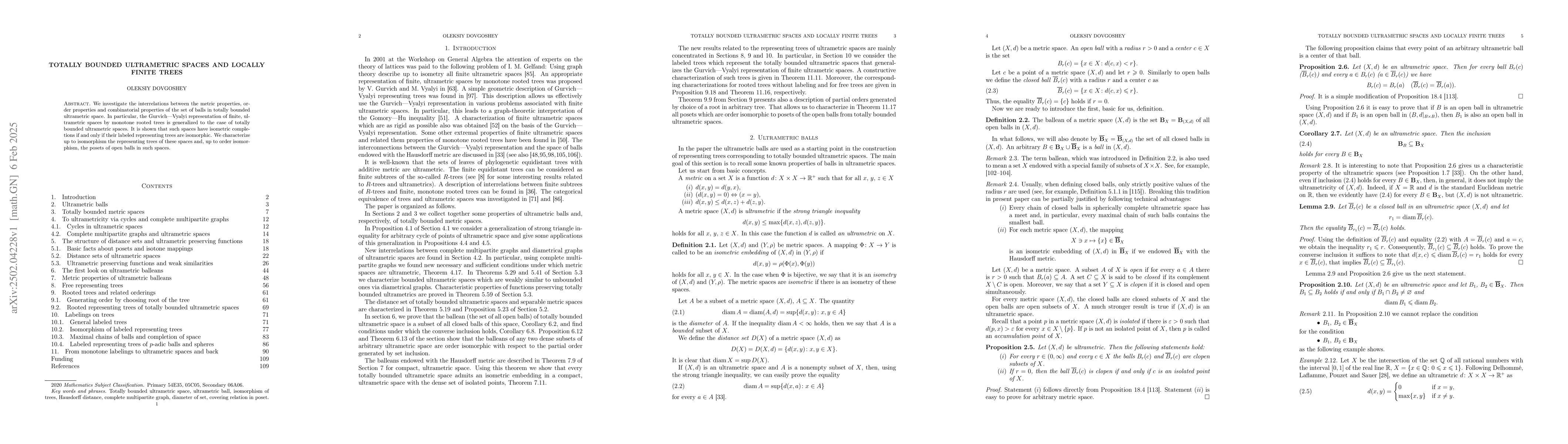 Thumbnail for Totally bounded ultrametric spaces and locally finite trees