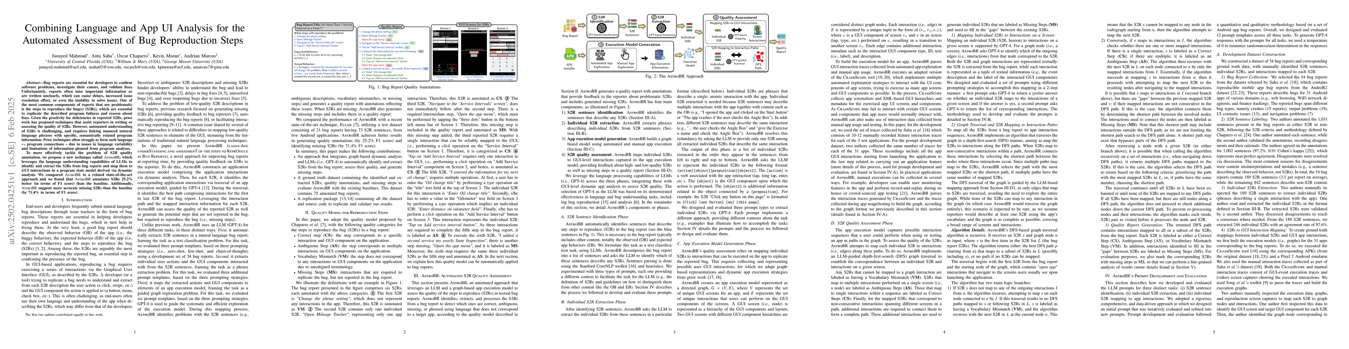 Thumbnail for Combining Language and App UI Analysis for the Automated Assessment of
  Bug Reproduction Steps