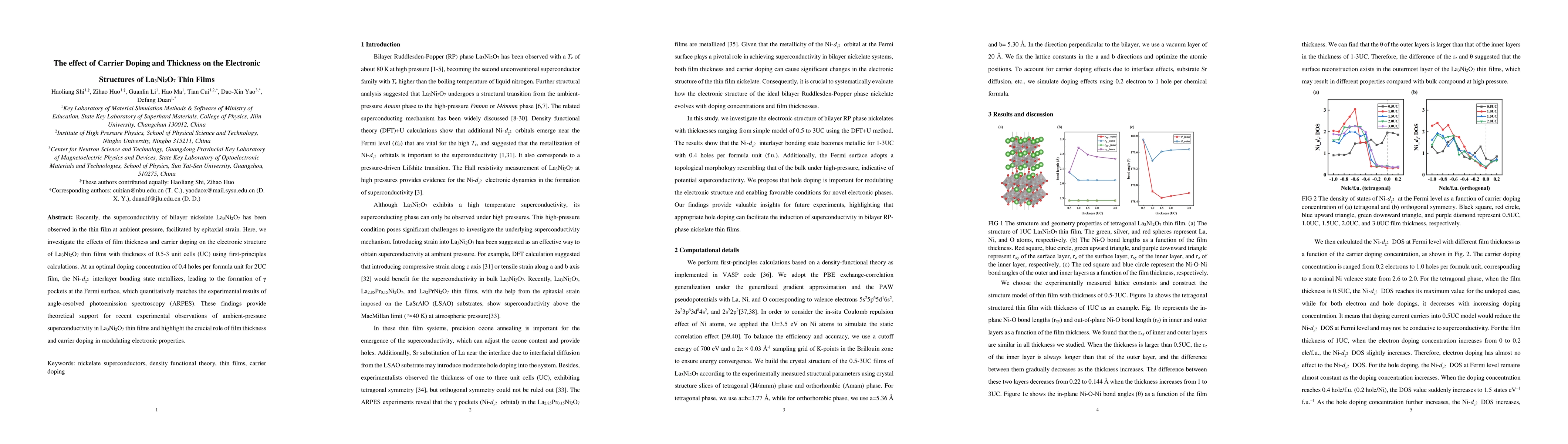 Thumbnail for The effect of Carrier Doping and Thickness on the Electronic Structures
  of La$3$Ni$2$O$7$ Thin Films
