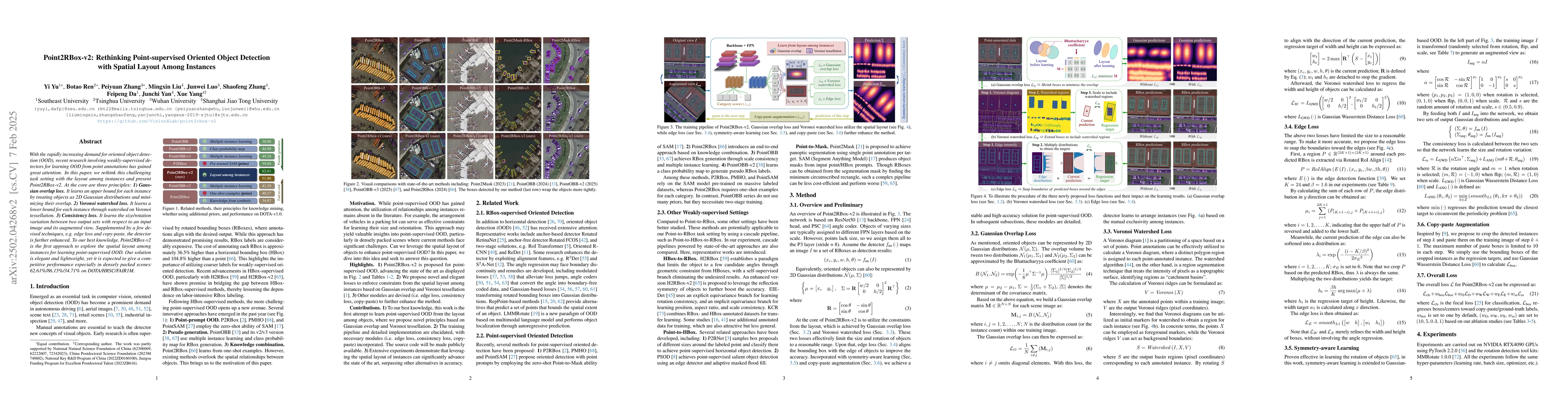 Thumbnail for Point2RBox-v2: Rethinking Point-supervised Oriented Object Detection
  with Spatial Layout Among Instances