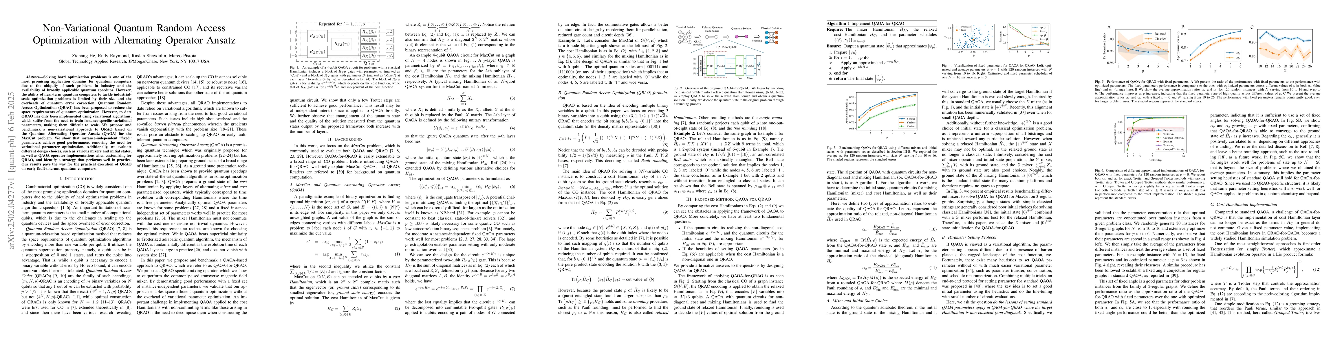 Thumbnail for Non-Variational Quantum Random Access Optimization with Alternating
  Operator Ansatz