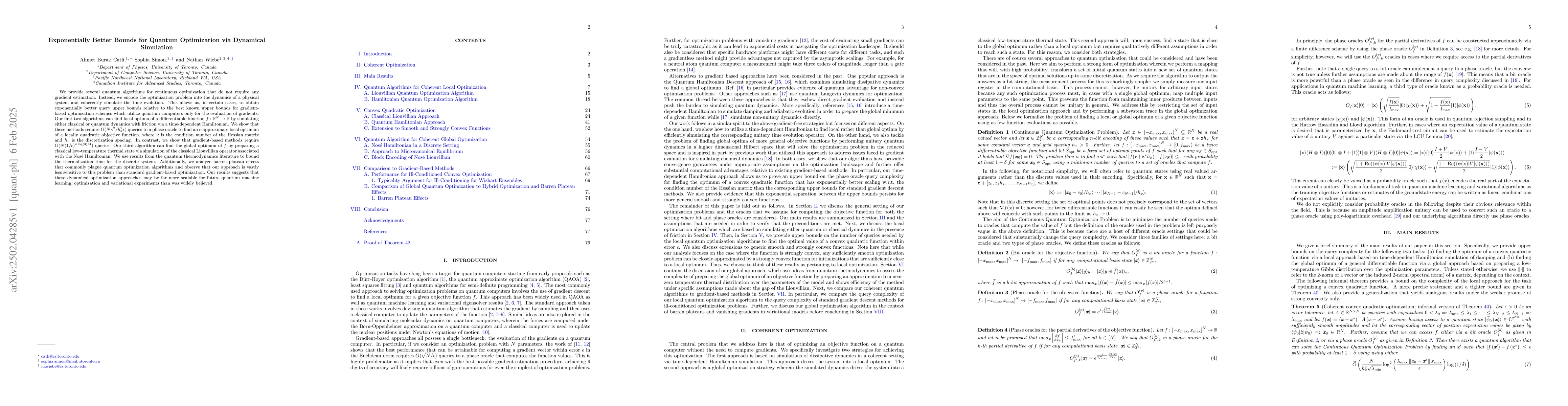 Thumbnail for Exponentially Better Bounds for Quantum Optimization via Dynamical
  Simulation