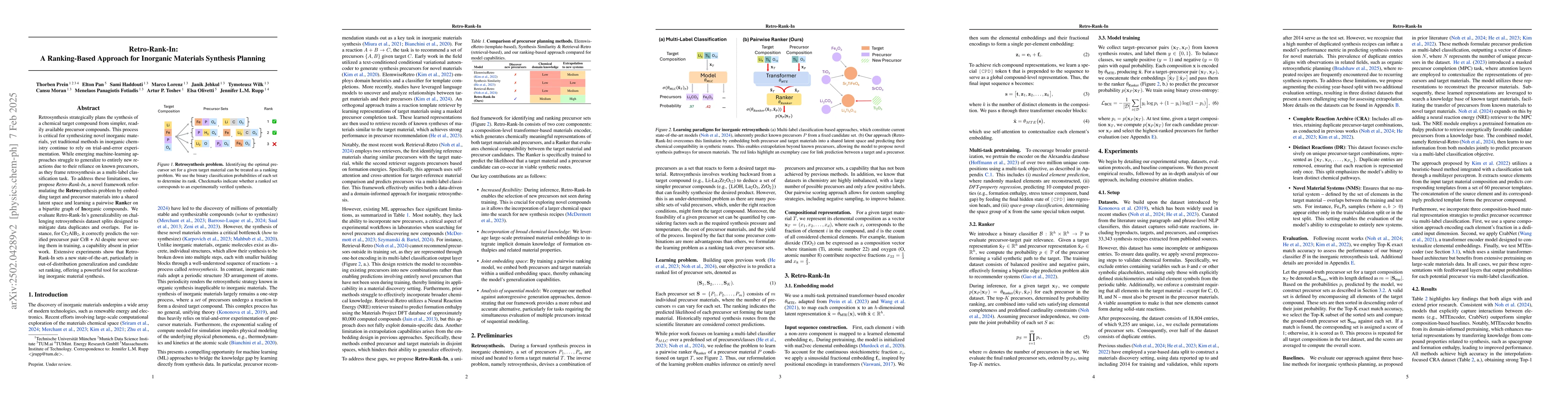 Thumbnail for Retro-Rank-In: A Ranking-Based Approach for Inorganic Materials
  Synthesis Planning