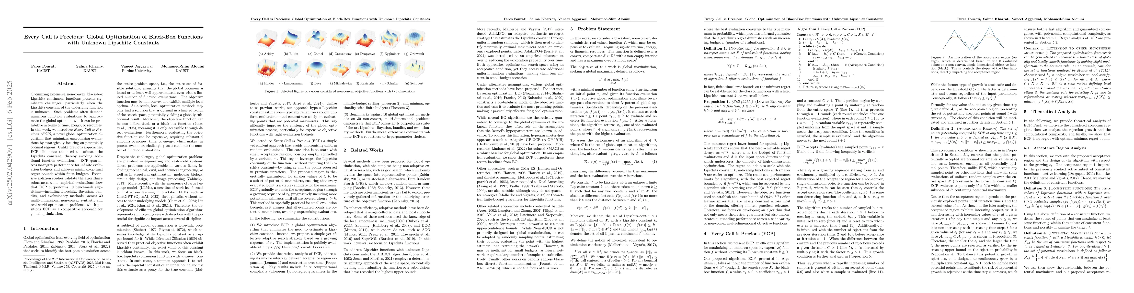 Thumbnail for Every Call is Precious: Global Optimization of Black-Box Functions with
  Unknown Lipschitz Constants
