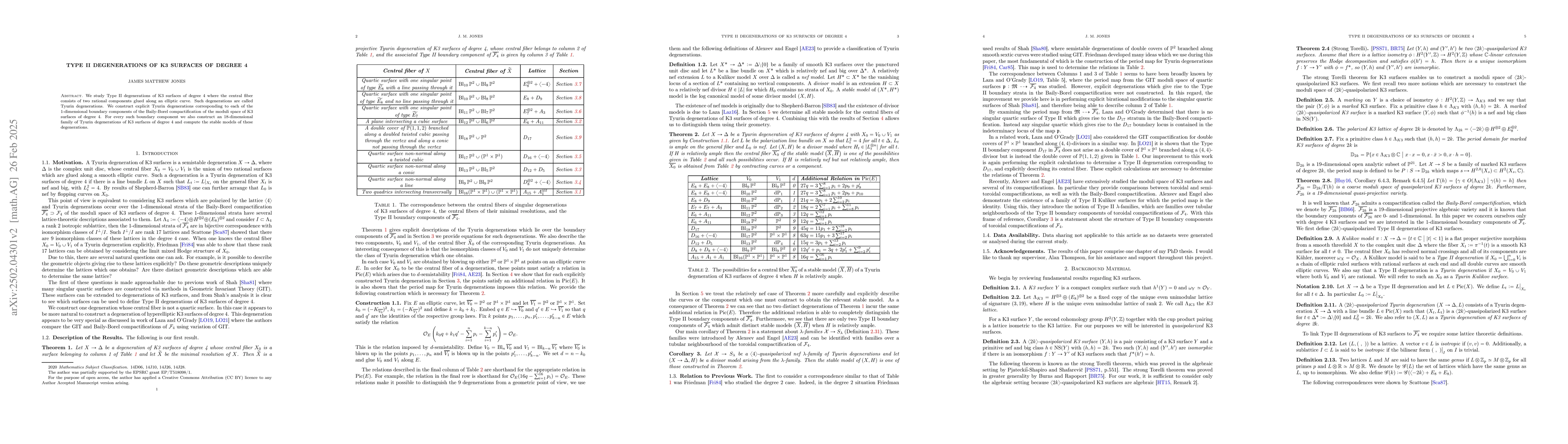 Thumbnail for Type II Degenerations of K3 Surfaces of Degree 4