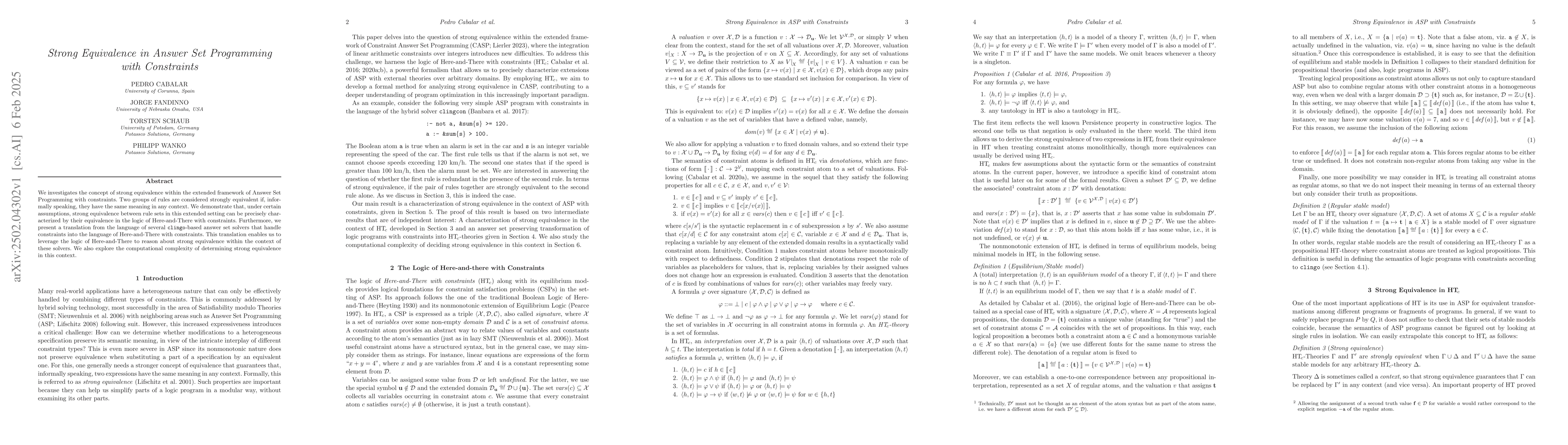 Thumbnail for Strong Equivalence in Answer Set Programming with Constraints