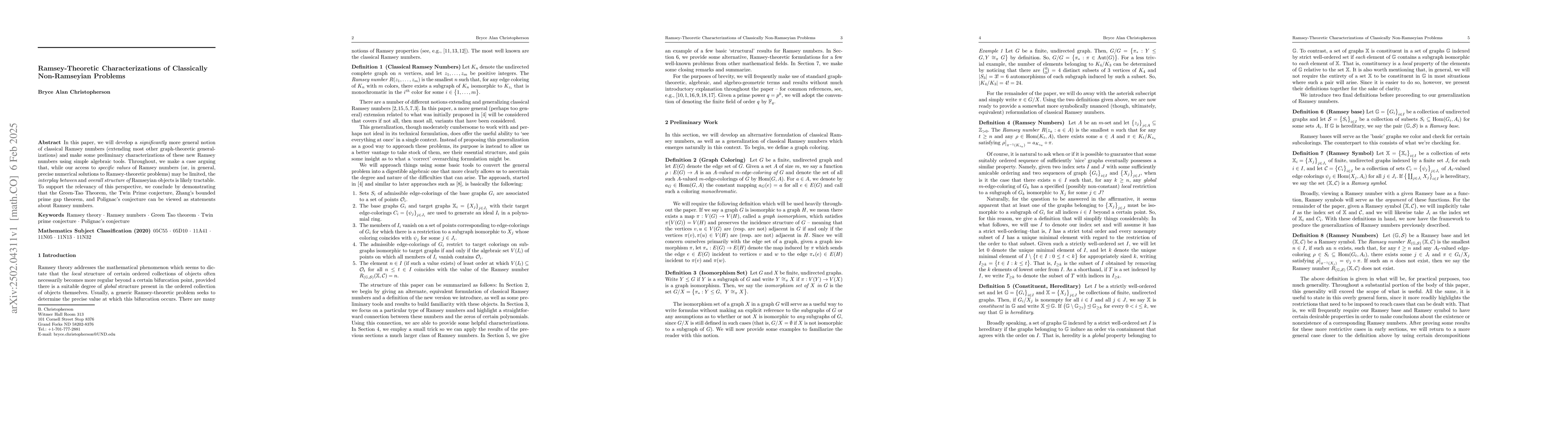Thumbnail for Ramsey-Theoretic Characterizations of Classically Non-Ramseyian Problems