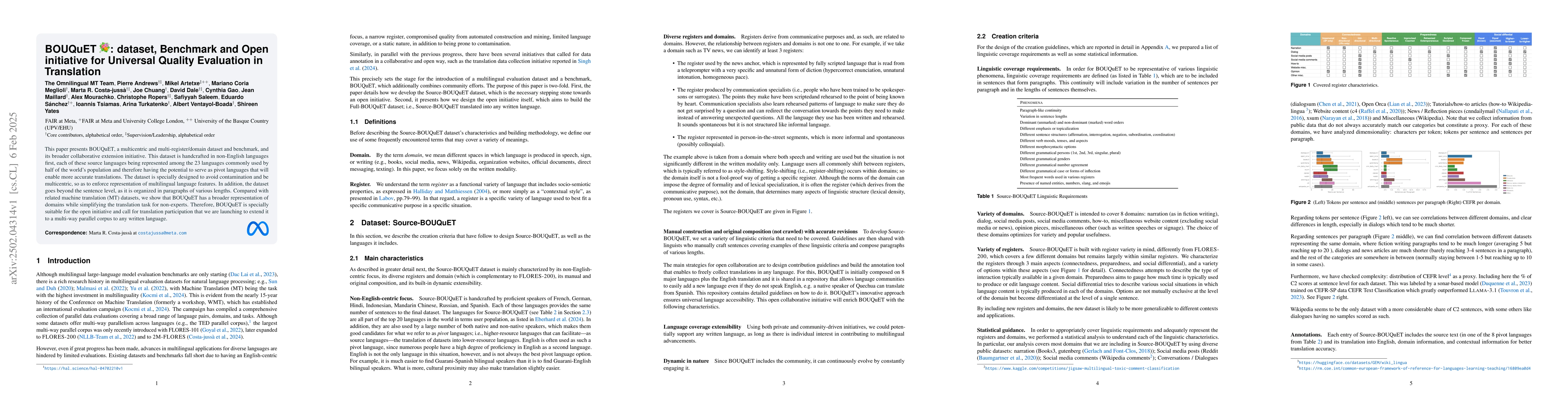 Thumbnail for BOUQuET: dataset, Benchmark and Open initiative for Universal Quality
  Evaluation in Translation