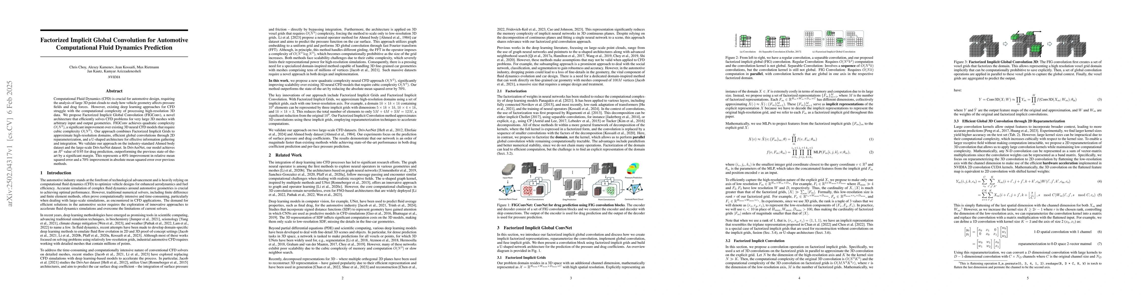 Thumbnail for Factorized Implicit Global Convolution for Automotive Computational
  Fluid Dynamics Prediction