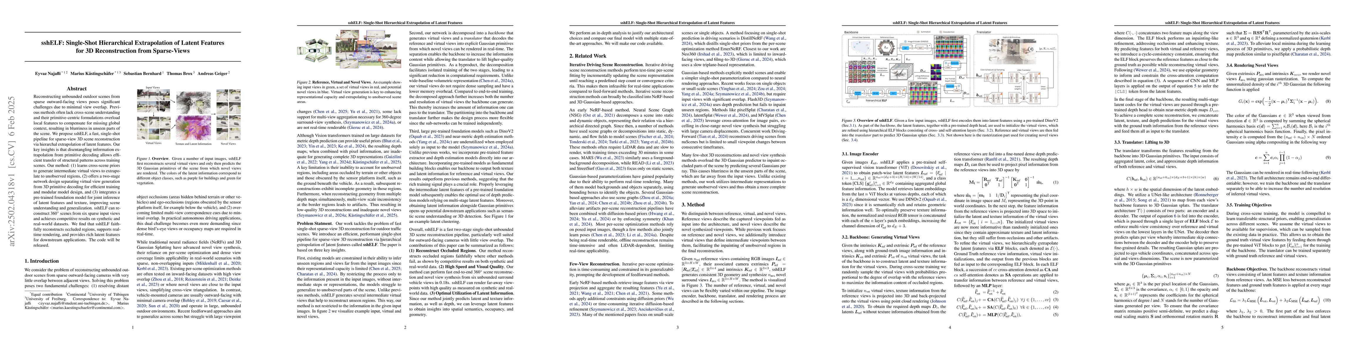 Thumbnail for sshELF: Single-Shot Hierarchical Extrapolation of Latent Features for 3D
  Reconstruction from Sparse-Views