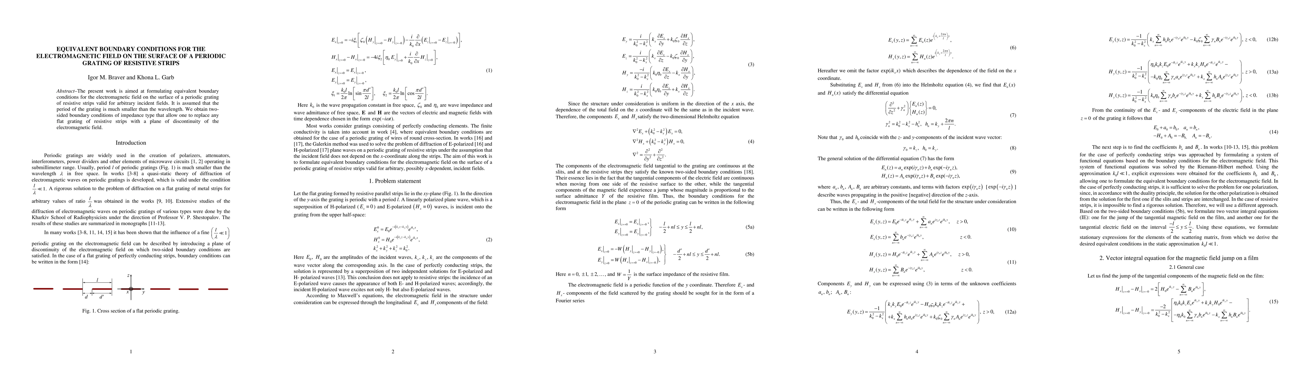 Thumbnail for Equivalent boundary conditions for the electromagnetic field on the
  surface of a periodic grating of resistive strips