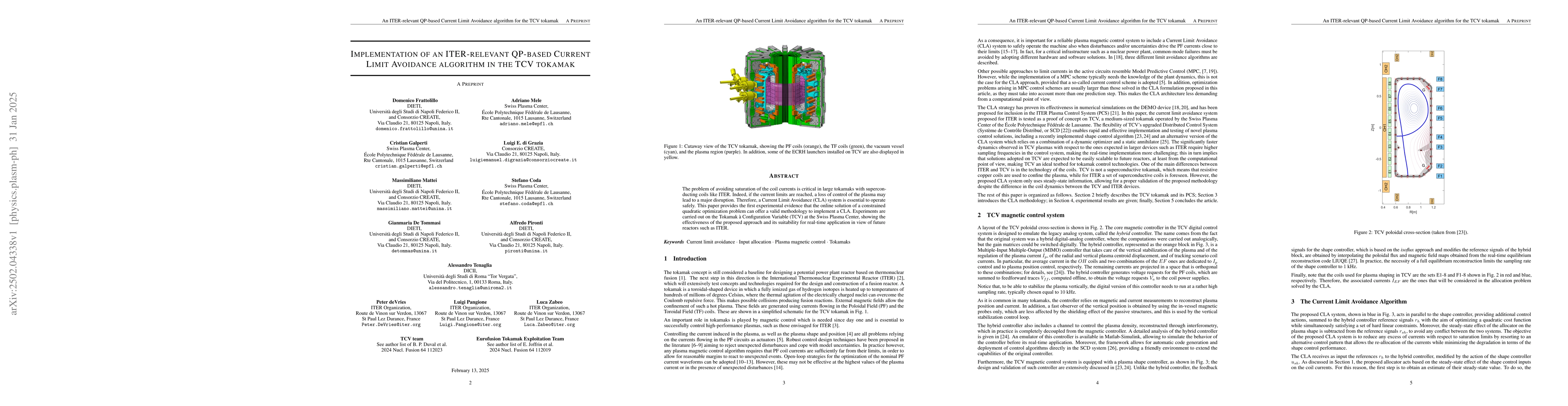 Thumbnail for Implementation of an ITER-relevant QP-based Current Limit Avoidance
  algorithm in the TCV tokamak
