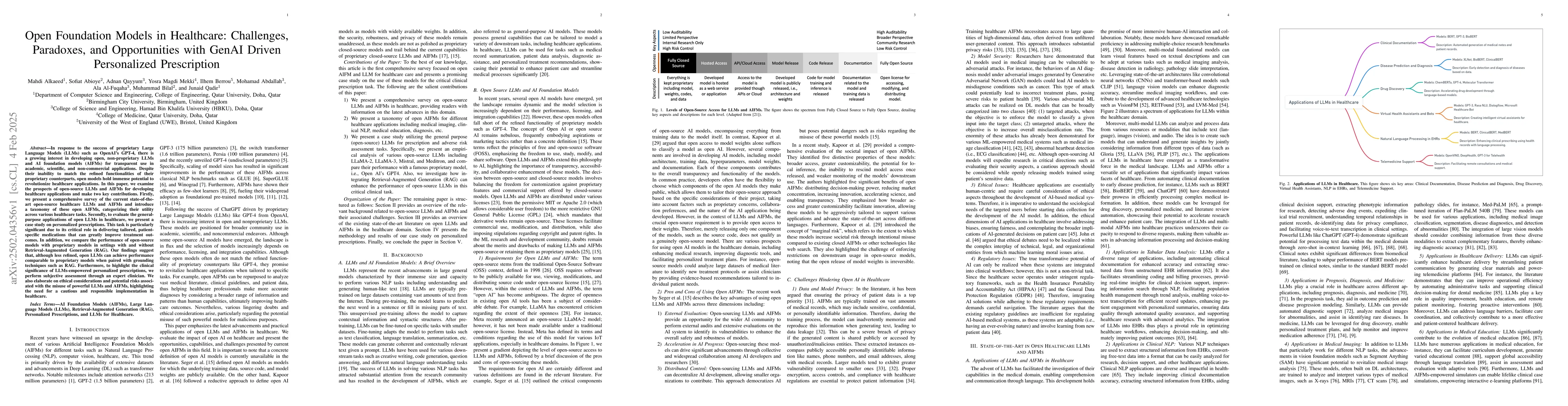 Thumbnail for Open Foundation Models in Healthcare: Challenges, Paradoxes, and
  Opportunities with GenAI Driven Personalized Prescription