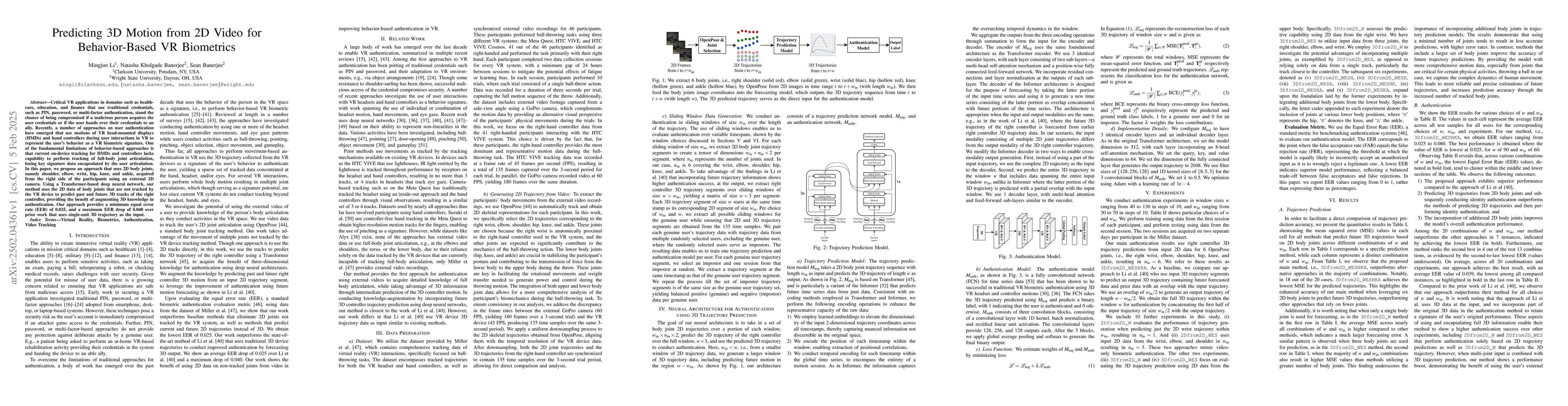 Thumbnail for Predicting 3D Motion from 2D Video for Behavior-Based VR Biometrics