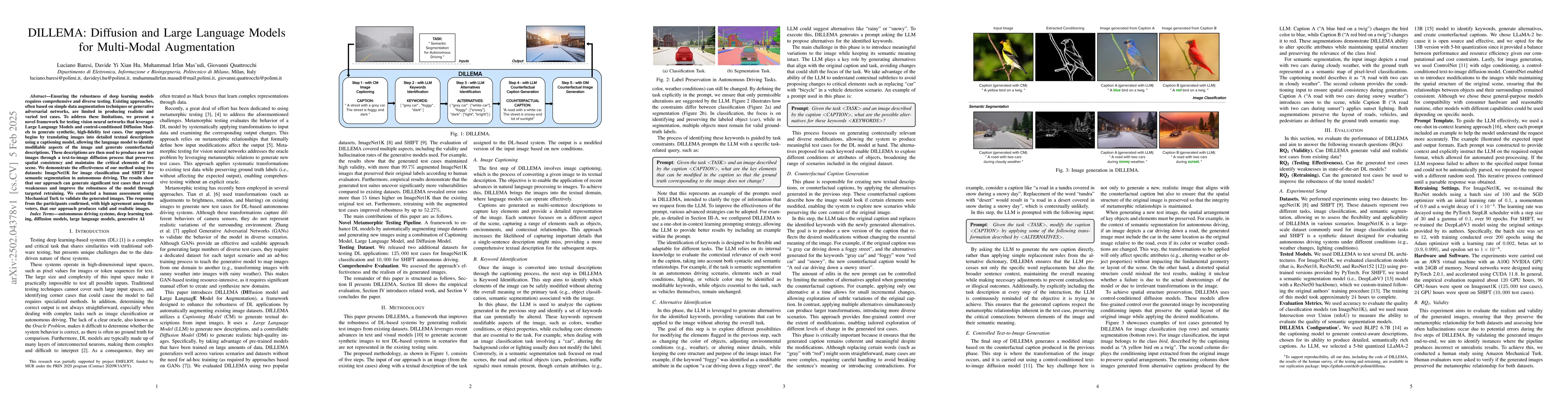 Thumbnail for DILLEMA: Diffusion and Large Language Models for Multi-Modal
  Augmentation