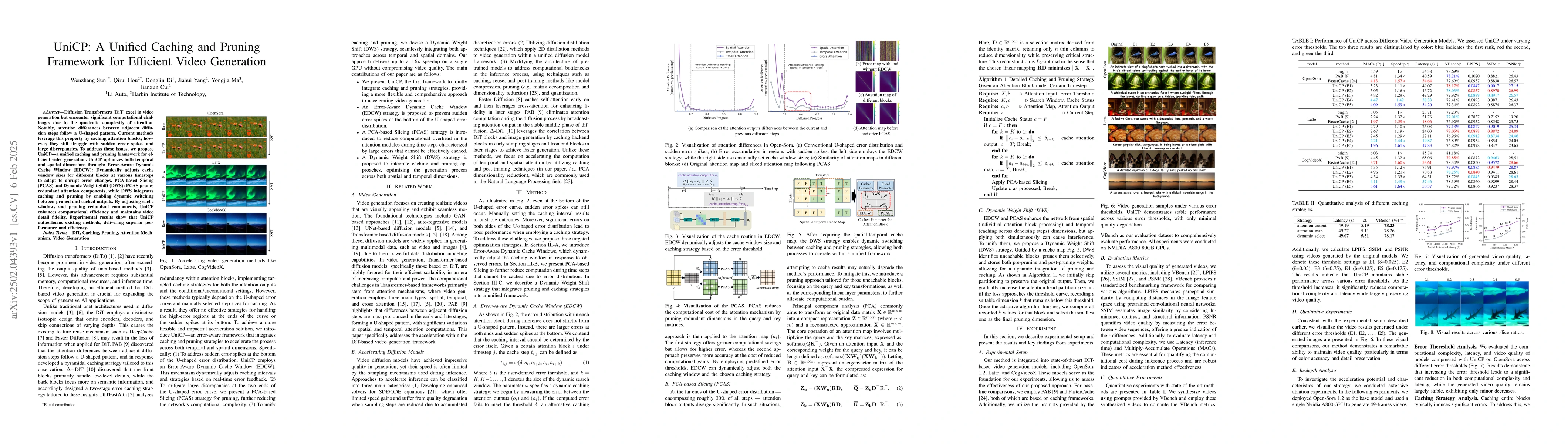 Thumbnail for UniCP: A Unified Caching and Pruning Framework for Efficient Video
  Generation