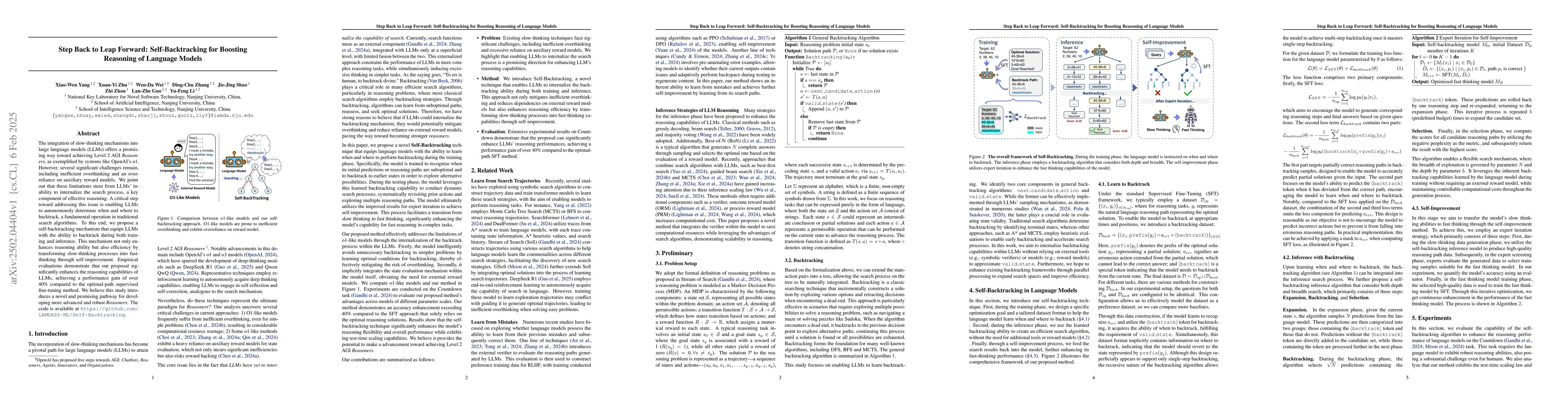 Thumbnail for Step Back to Leap Forward: Self-Backtracking for Boosting Reasoning of
  Language Models