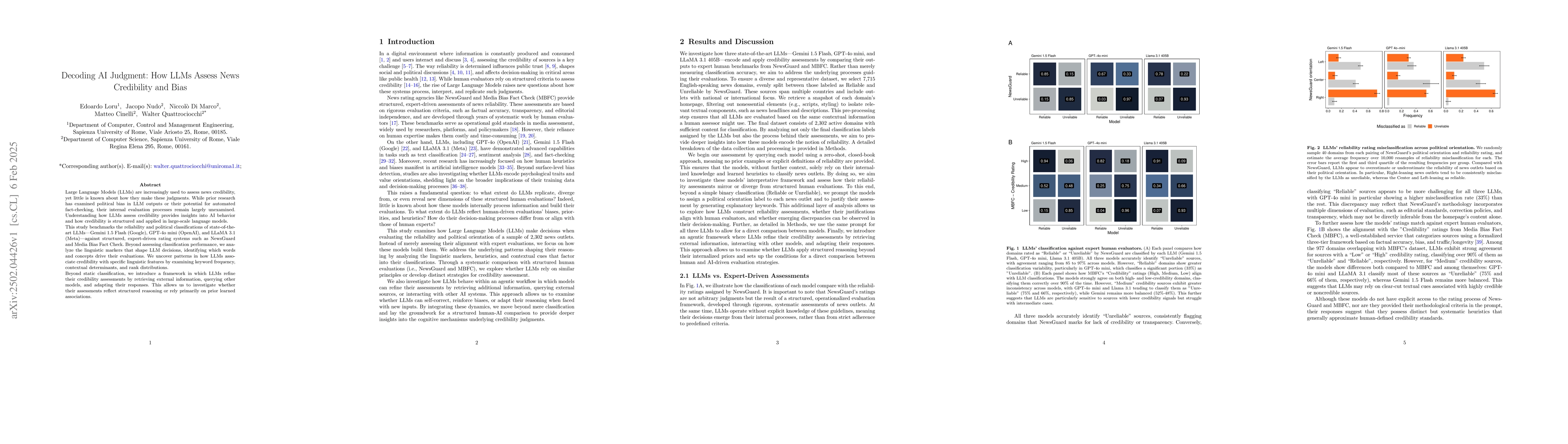 Thumbnail for Decoding AI Judgment: How LLMs Assess News Credibility and Bias