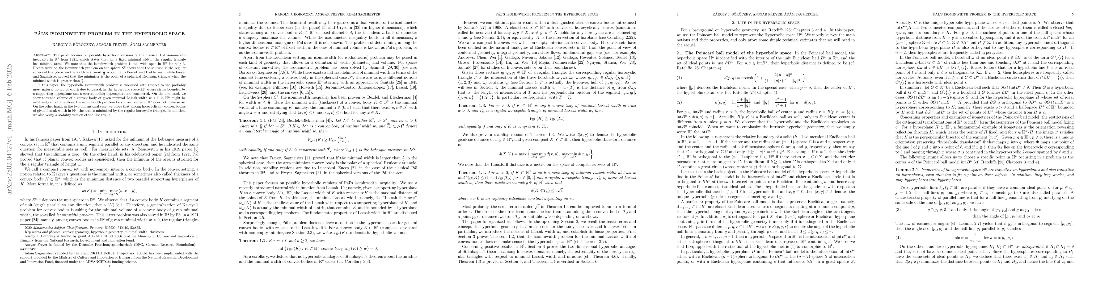 Thumbnail for Pal's isominwidth problem in the hyperbolic space