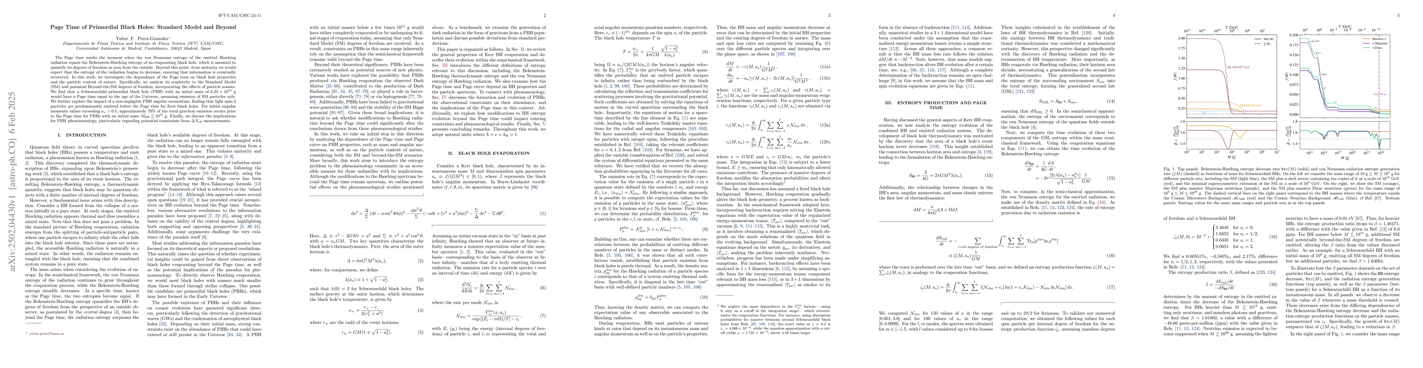 Thumbnail for Page Time of Primordial Black Holes: Standard Model and Beyond