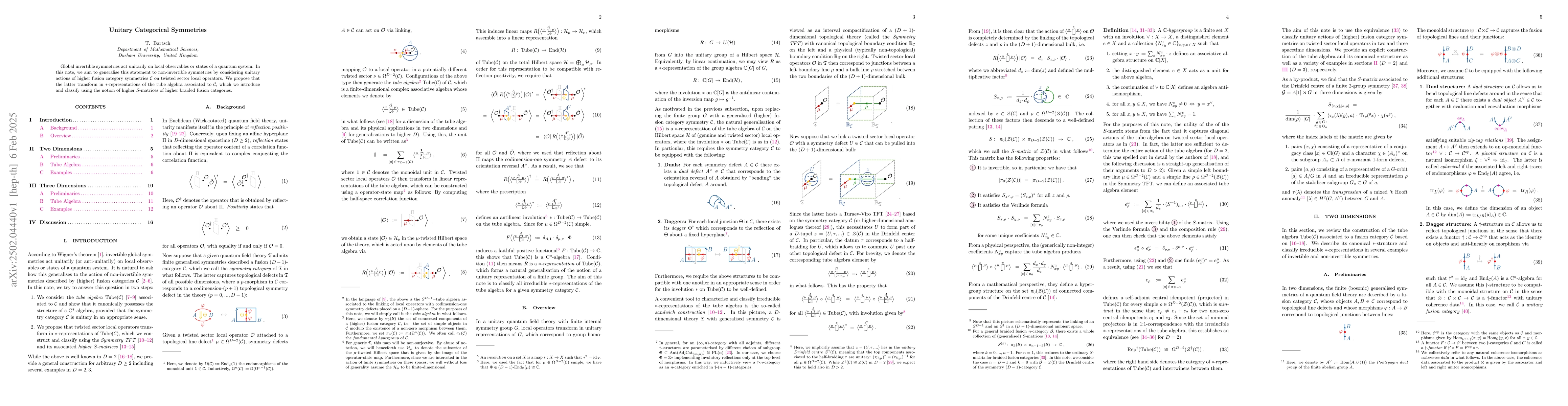 Thumbnail for Unitary Categorical Symmetries