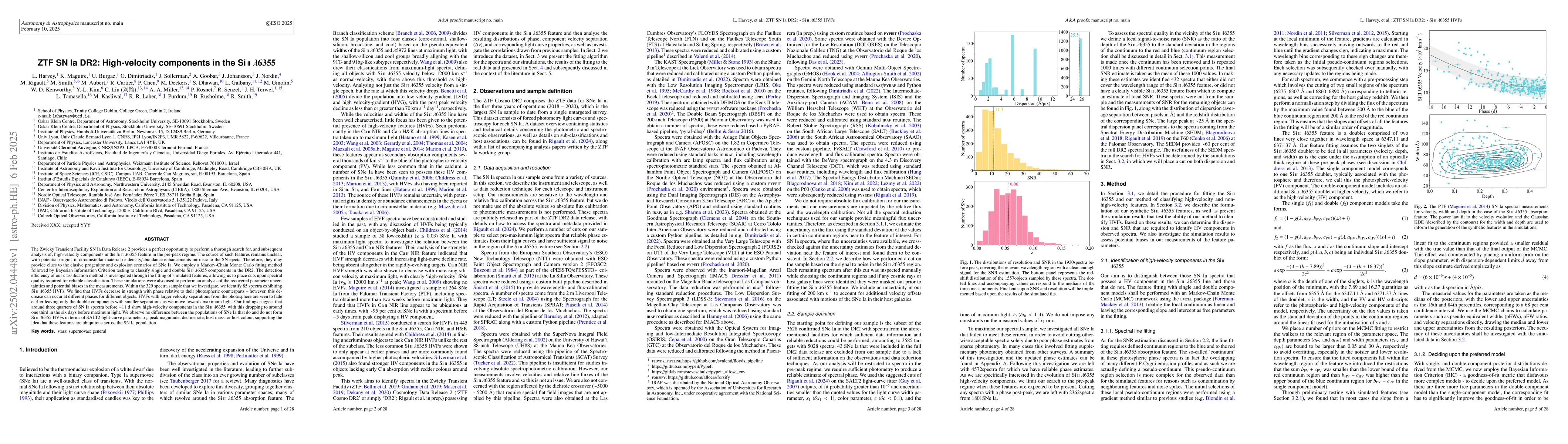 Thumbnail for ZTF SN Ia DR2: High-velocity components in the Si II $λ$6355