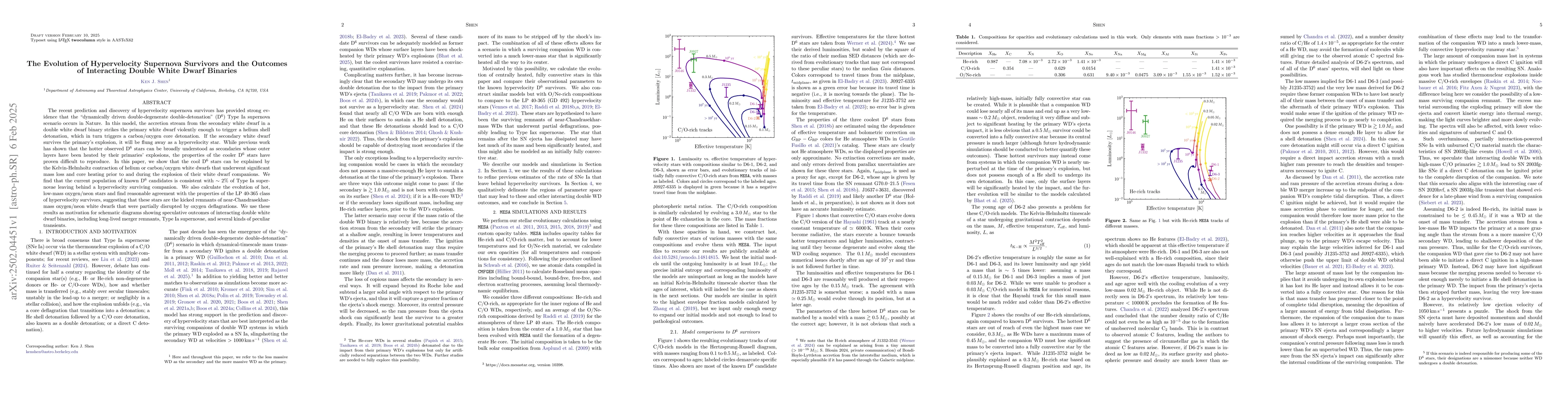 Thumbnail for The Evolution of Hypervelocity Supernova Survivors and the Outcomes of
  Interacting Double White Dwarf Binaries