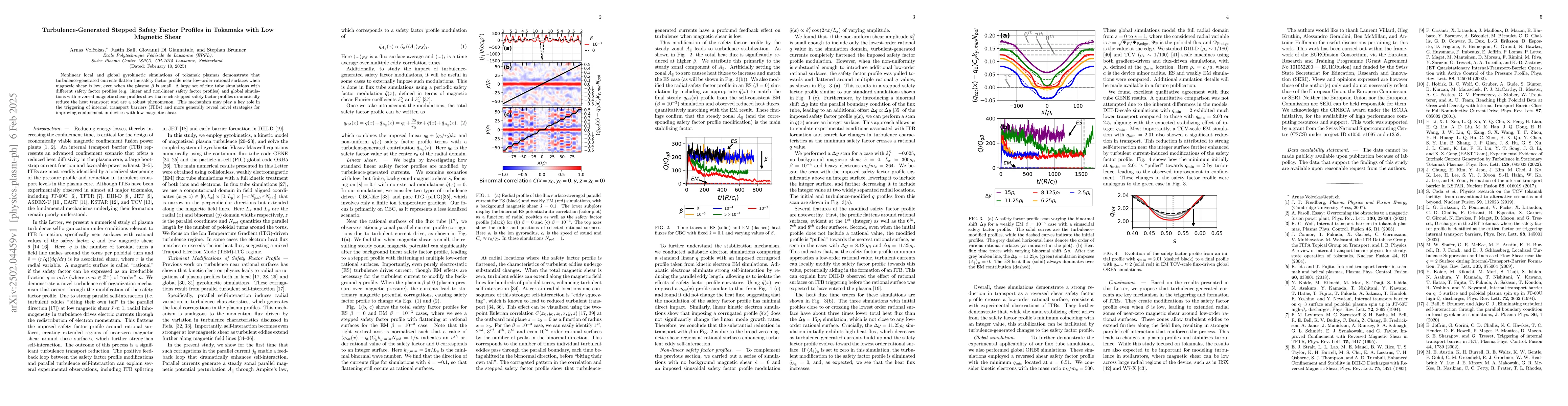 Thumbnail for Turbulence-Generated Stepped Safety Factor Profiles in Tokamaks with Low
  Magnetic Shear