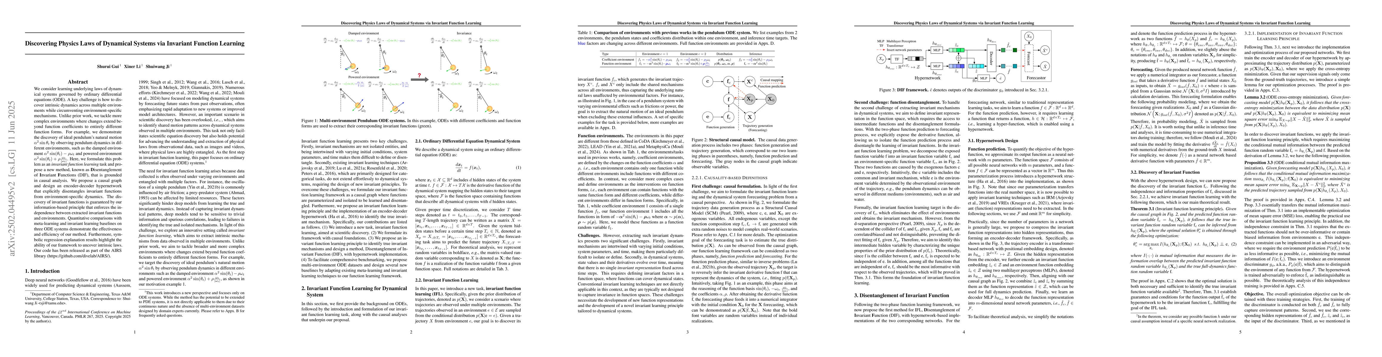 Thumbnail for Discovering Physics Laws of Dynamical Systems via Invariant Function
  Learning