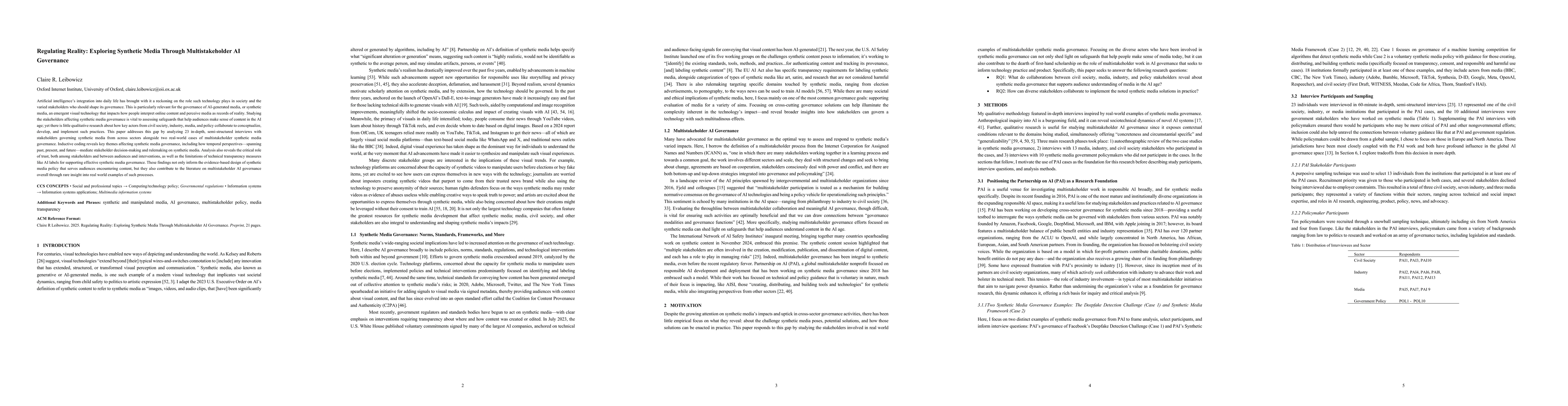 Thumbnail for Regulating Reality: Exploring Synthetic Media Through Multistakeholder
  AI Governance