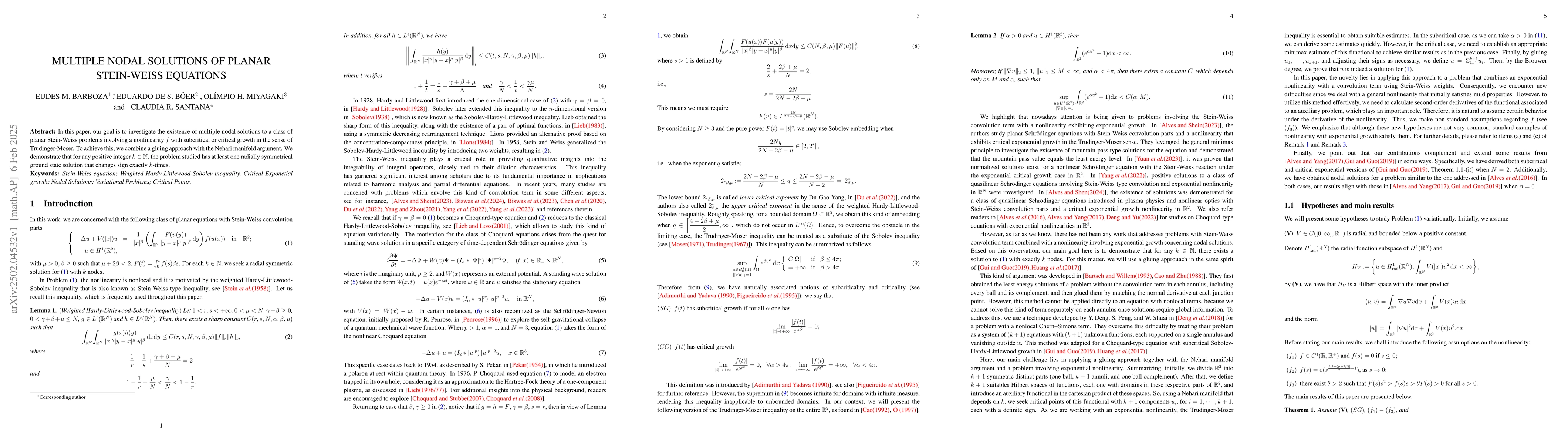 Thumbnail for Multiple nodal solutions of planar Stein-Weiss equations