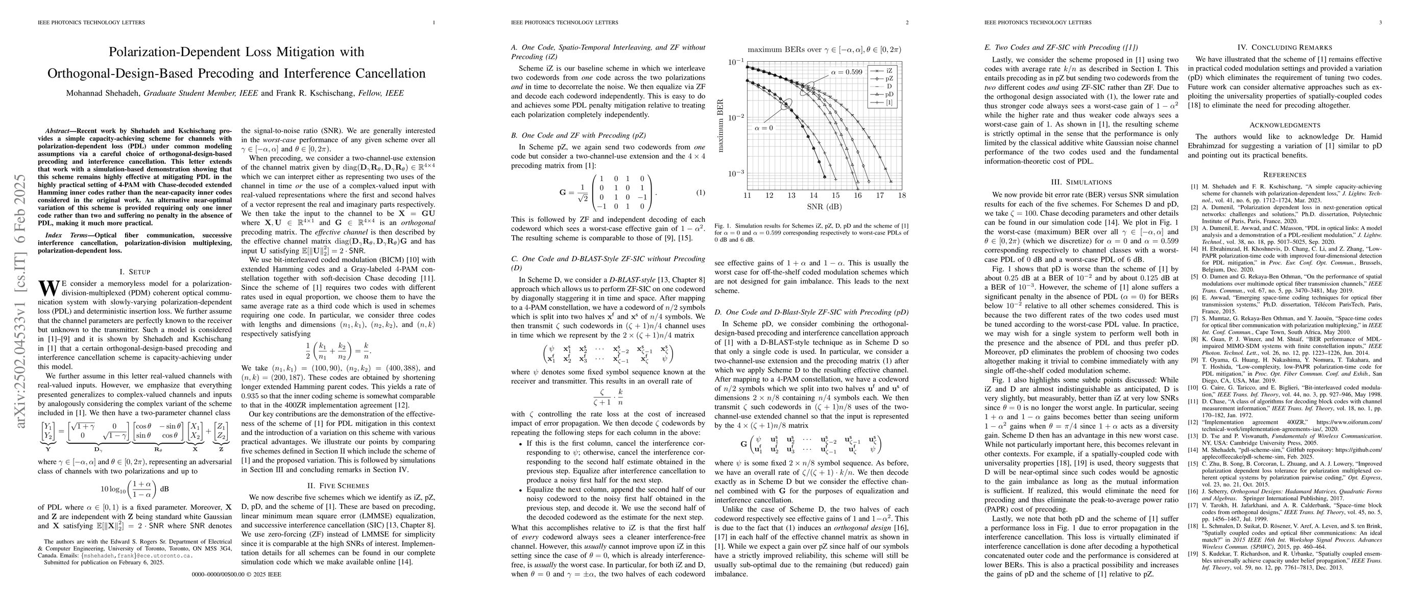 Thumbnail for Polarization-Dependent Loss Mitigation with Orthogonal-Design-Based
  Precoding and Interference Cancellation