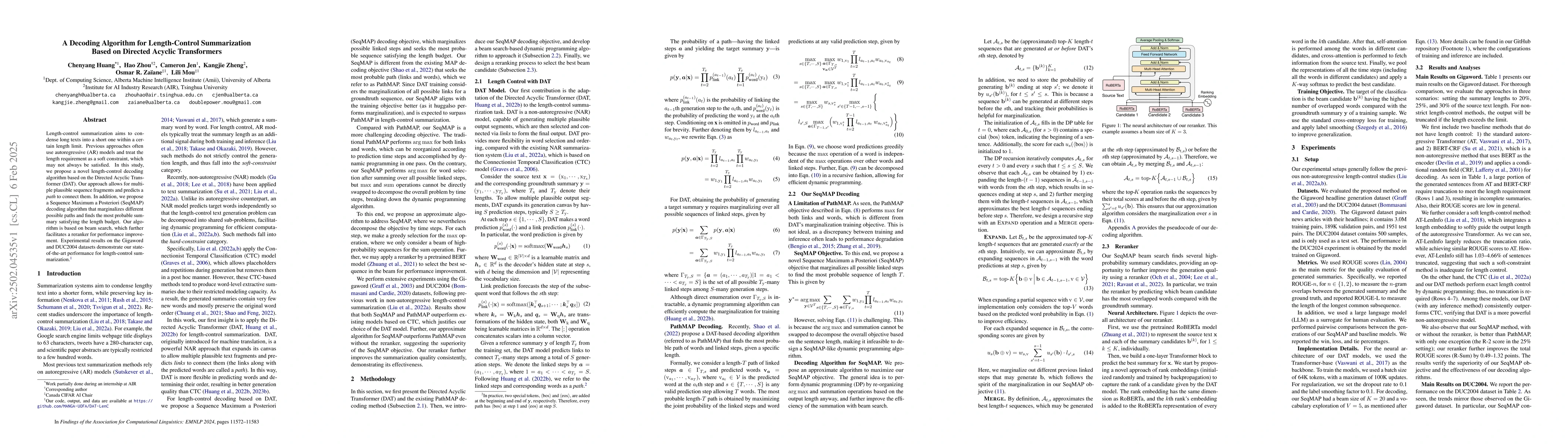 Thumbnail for A Decoding Algorithm for Length-Control Summarization Based on Directed
  Acyclic Transformers