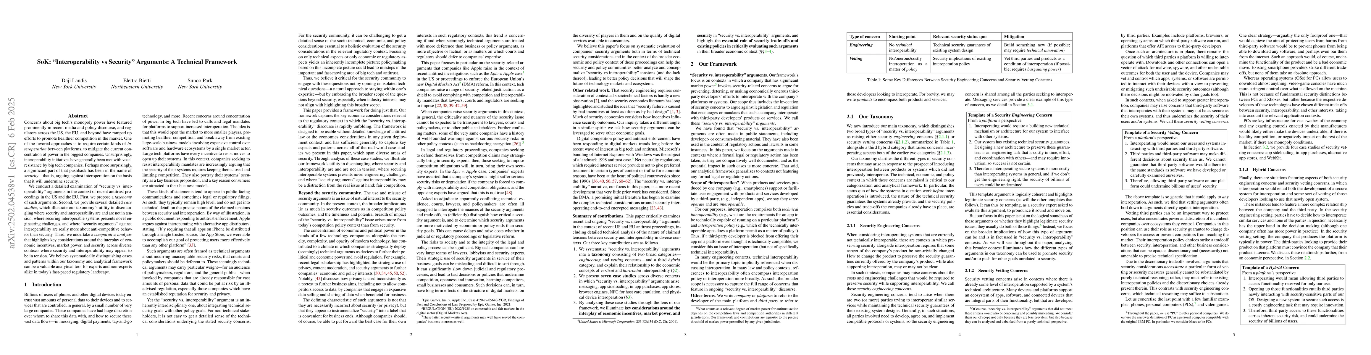 Thumbnail for SoK: "Interoperability vs Security" Arguments: A Technical Framework